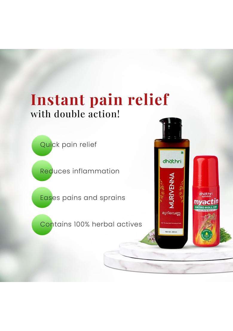 Dhathri Myactin for instant pain relief 275 ml | Authentic Traditional Formula | Dhathri Murivenna for muscle cramps, sprain - Indya