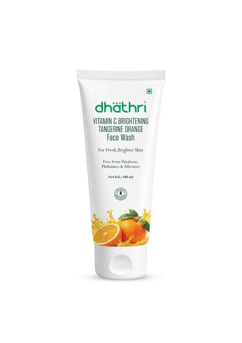 Dhathri Vitamin C Brightening Tangerine Orange Face Wash 100 ml | For Fresh & Brighter Skin | Paraben, Phthalate & Silicone Free | No Soap - Indya