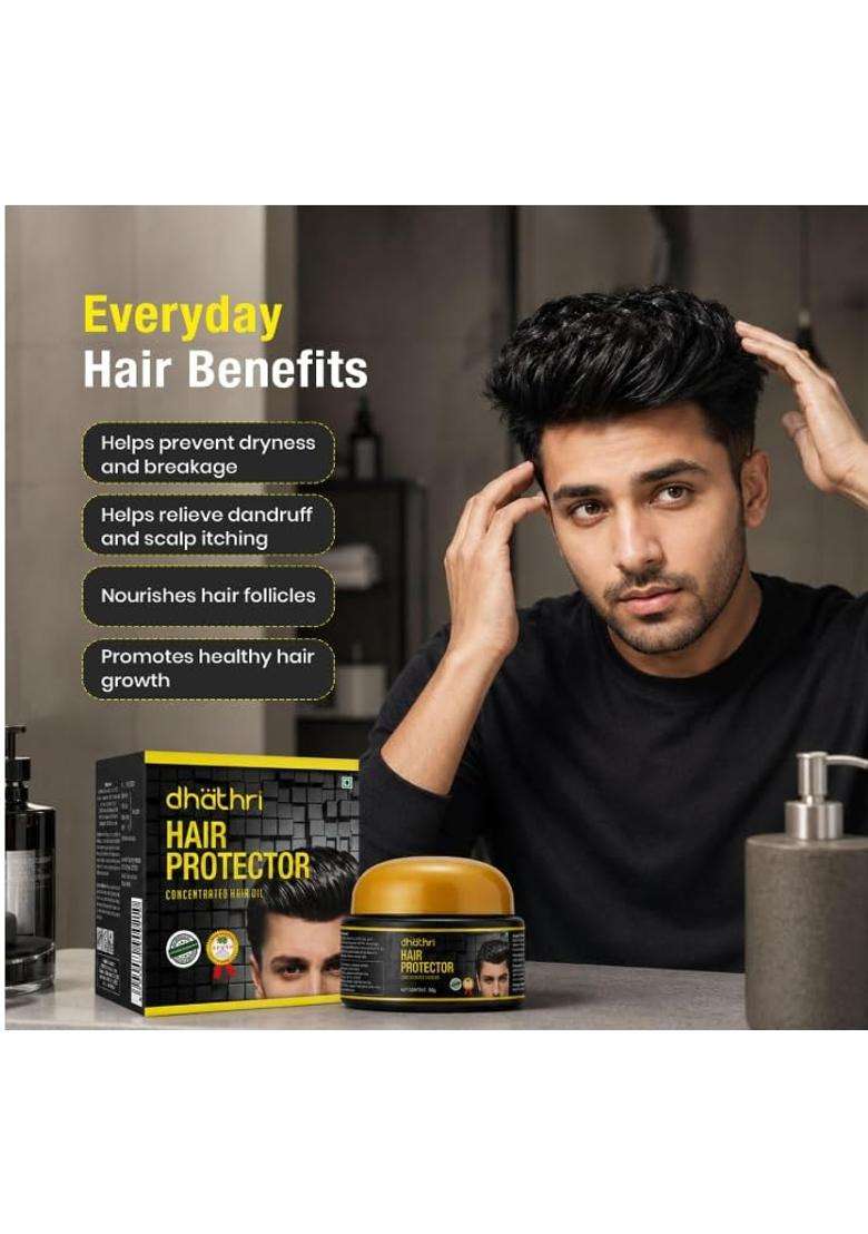 Dhathri Hair Care Plus Herbal Hair Oil (200 ml) with Amla + Hair Protector (50 g) with Neem Cream (Pack of 2) | Authentic Traditional Formula - Indya