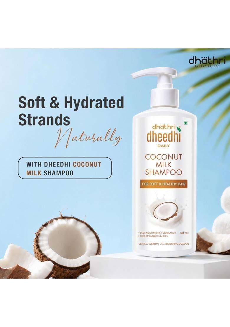 Dhathri Amla & Heart Seed Hair Oil (300 ml) + Dheedhi Daily Coconut Milk Shampoo (200 ml) (Pack of 2) | Authentic Traditional Formula | Men & Women - Indya