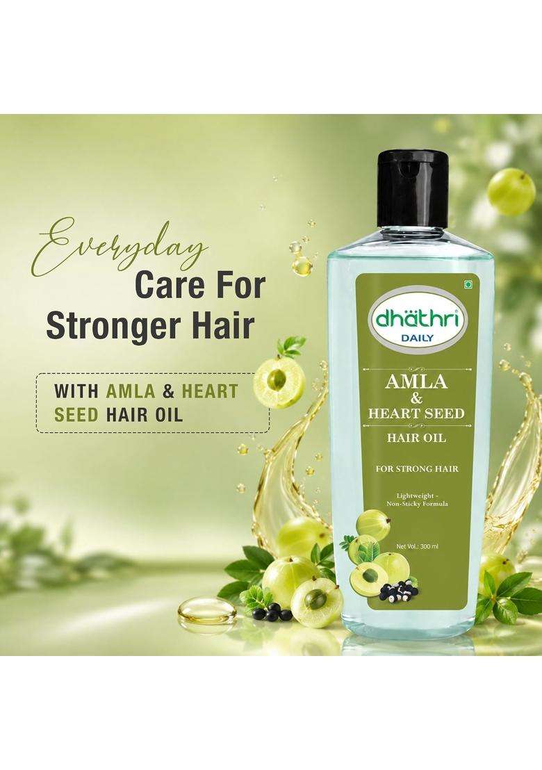 Dhathri Amla & Heart Seed Hair Oil (300 ml) + Dheedhi Daily Coconut Milk Shampoo (200 ml) (Pack of 2) | Authentic Traditional Formula | Men & Women - Indya
