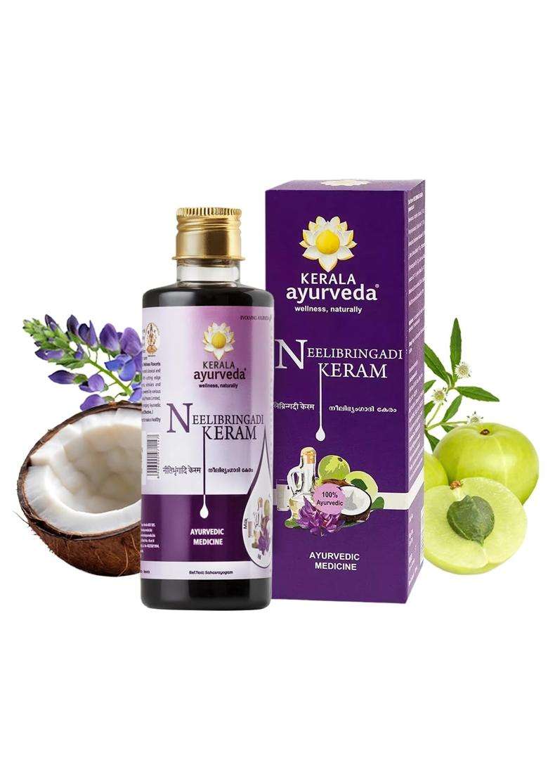 Kerala Ayurveda Neelibhringadi Keram 200 ml | Authentic Traditional Formula | Hair Oil for Hair Growth | With Indigo, Bhringaraj & Amla - Indya