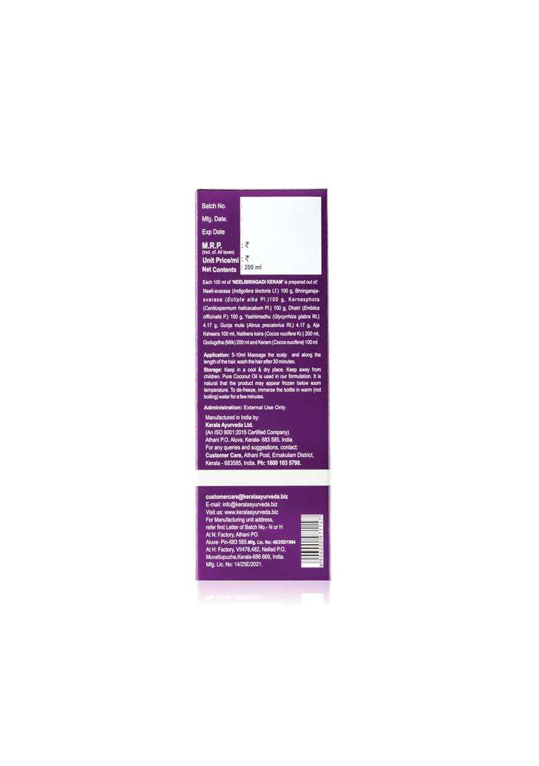 Kerala Ayurveda Neelibringadi Keram with Bhringraj, Indigo, Amla 200 ml (Pack of 3) | Authentic Traditional Formula - Indya