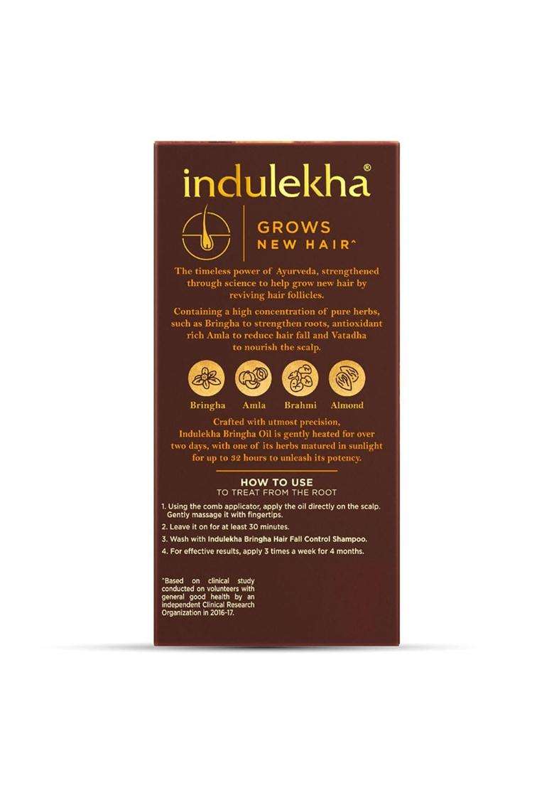 Indulekha Bringha Ayurvedic Hair Oil 100 ml (Pack of 2) | Authentic Traditional Formula | Comb Applicator Bottle for Men & Women - Indya
