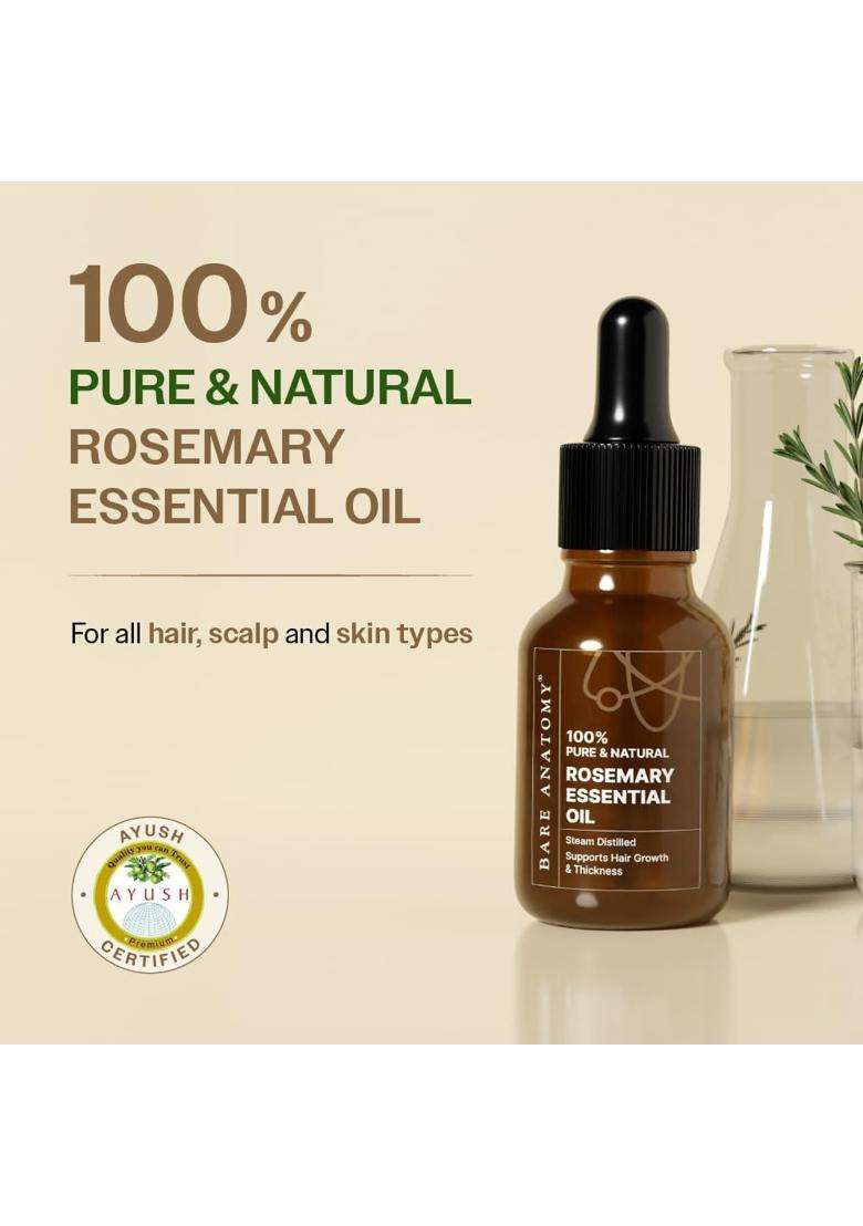 Bare Anatomy 100% Pure & Natural Rosemary Essential Oil for Hair Growth & Thickness 15 ml | Helps with Dandruff, Hair fall, Dry & Dull Skin - Indya