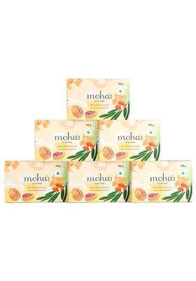 Moha Almond Oil & Honey Scrub Soap with Walnut Powder for Soft, Youthful & Radiant Look 100 g (Pack of 6) | Authentic Traditional Formula