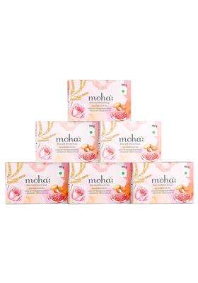 Moha Herbal Rose & Almond Soap 100g (Pack of 6) | Natural Herbal Care | Promote Youthful Radiance & Helps Rejuvenate Body Soaps for Face & Bath
