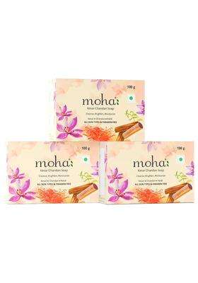 Moha Kesar Chandan Soap Bar 100g (Pack of 3) | Authentic Traditional Formula | Enriched with Saffron & Sandalwood