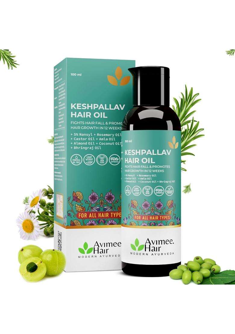 Avimee Herbal Keshpallav Hair Oil (100 ml) & Hairtone PV 1 Scalp Spray (100 ml) & Shakuntala Hair Shampoo (200 ml) & Radha hair Conditioner (200 ml) - Indya