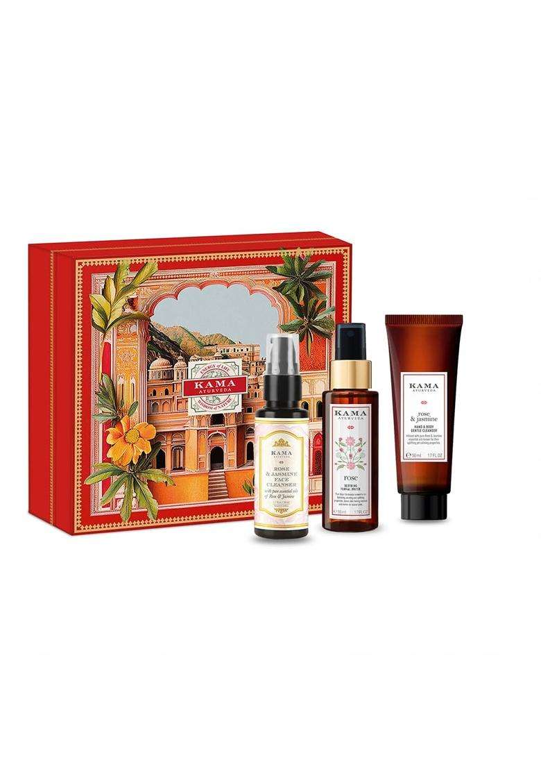 Kama Ayurveda Rose Radiance Gift Set 150 ml (Pack of 3) | Authentic Traditional Formula - Indya