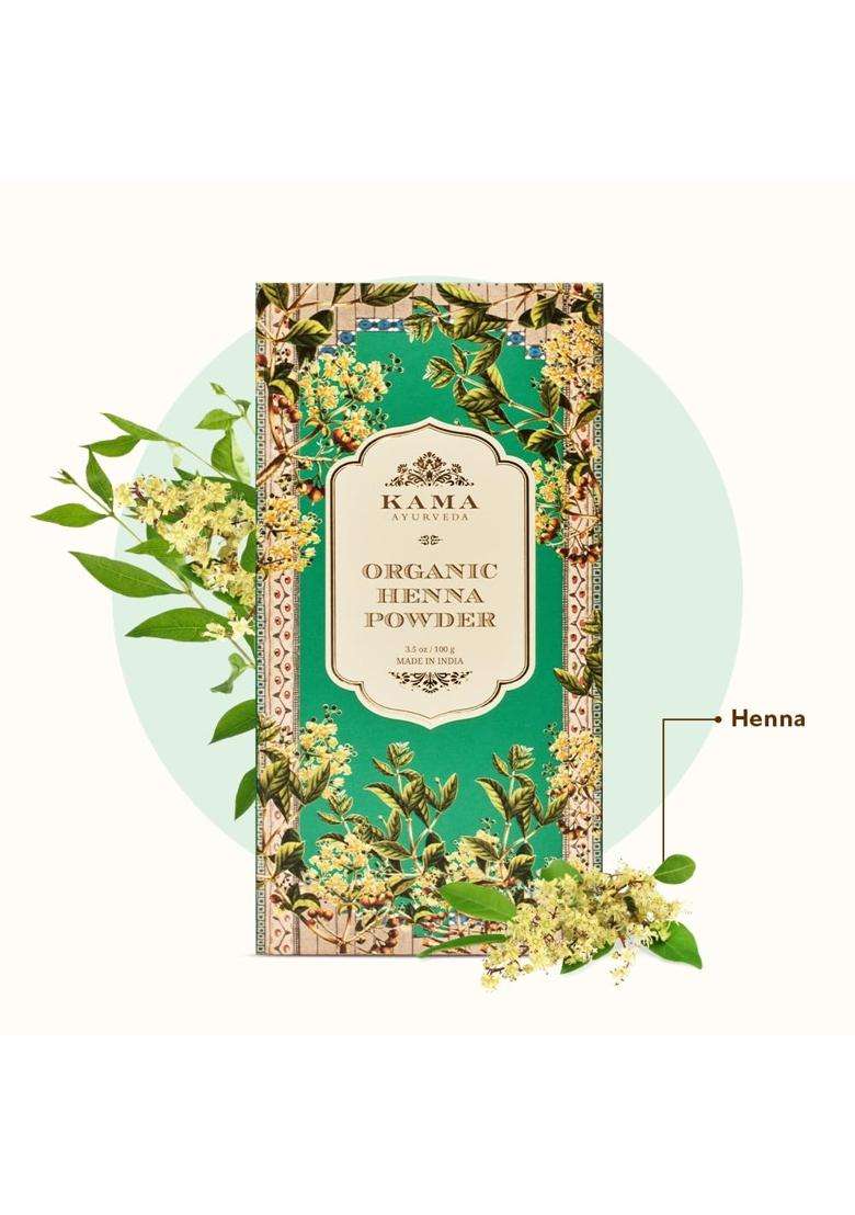 Kama Ayurveda Organic Henna Powder, 100g | Authentic Traditional Formula | Brown - Indya