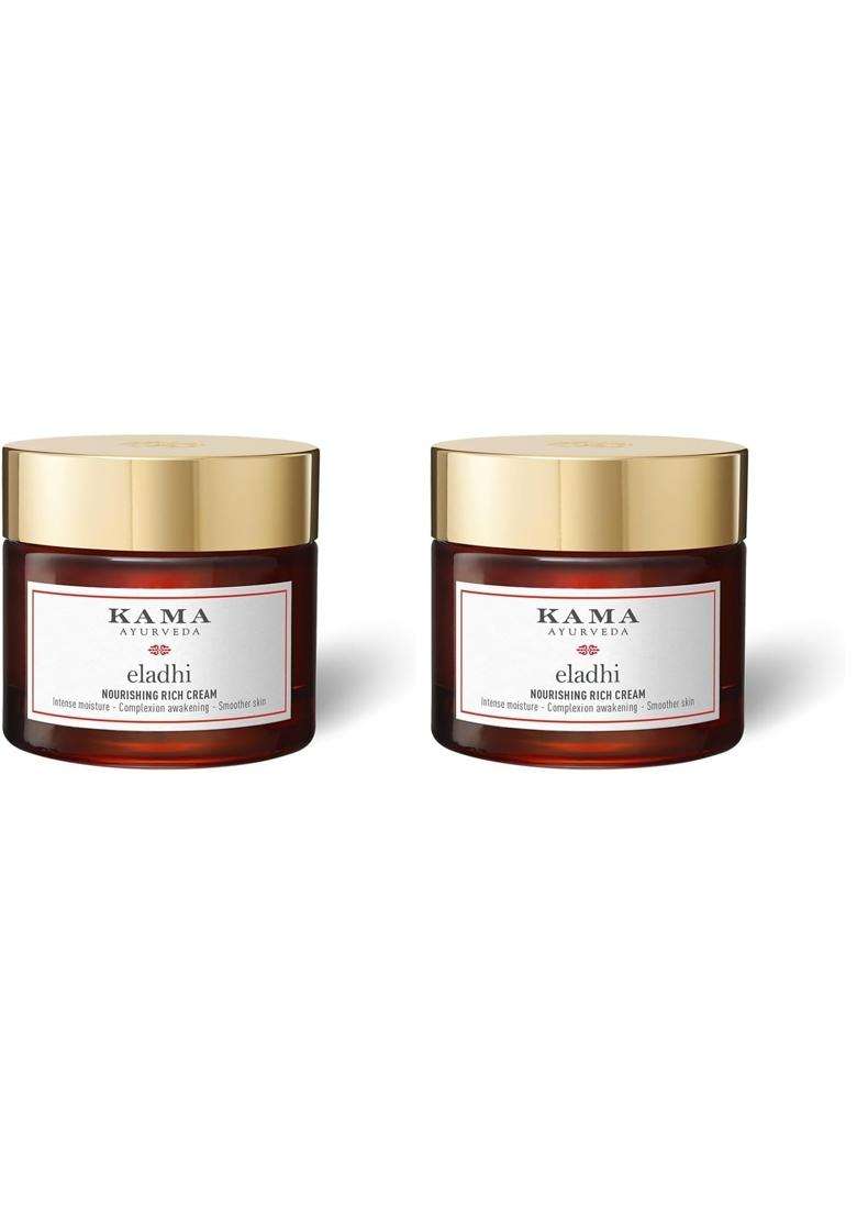 Kama Ayurveda Eladhi Nourishing Rich Cream 50 ml | Authentic Traditional Formula | For Barrier Repair with Cardamom & Aloe Vera 50 ml - Indya