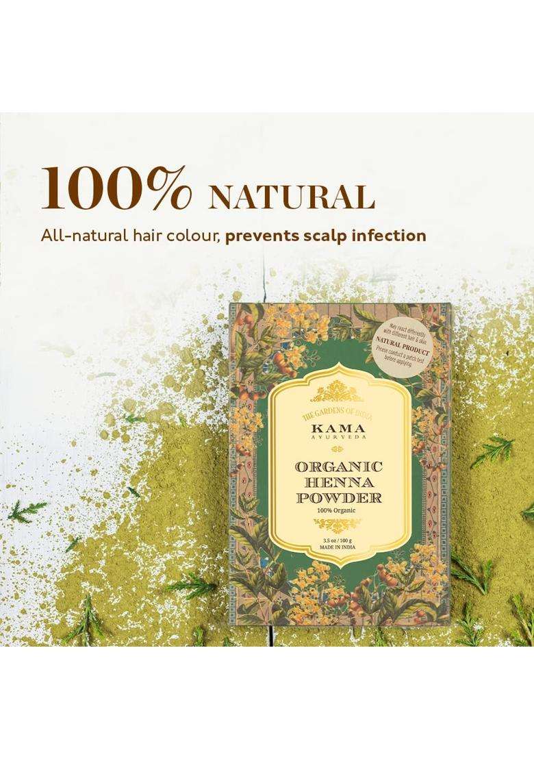 Kama Ayurveda Organic Henna Powder, 100g | Authentic Traditional Formula | Brown - Indya