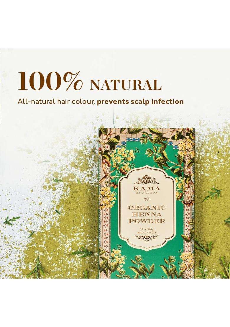 Kama Ayurveda Organic Henna Powder, 100g | Authentic Traditional Formula | Brown - Indya