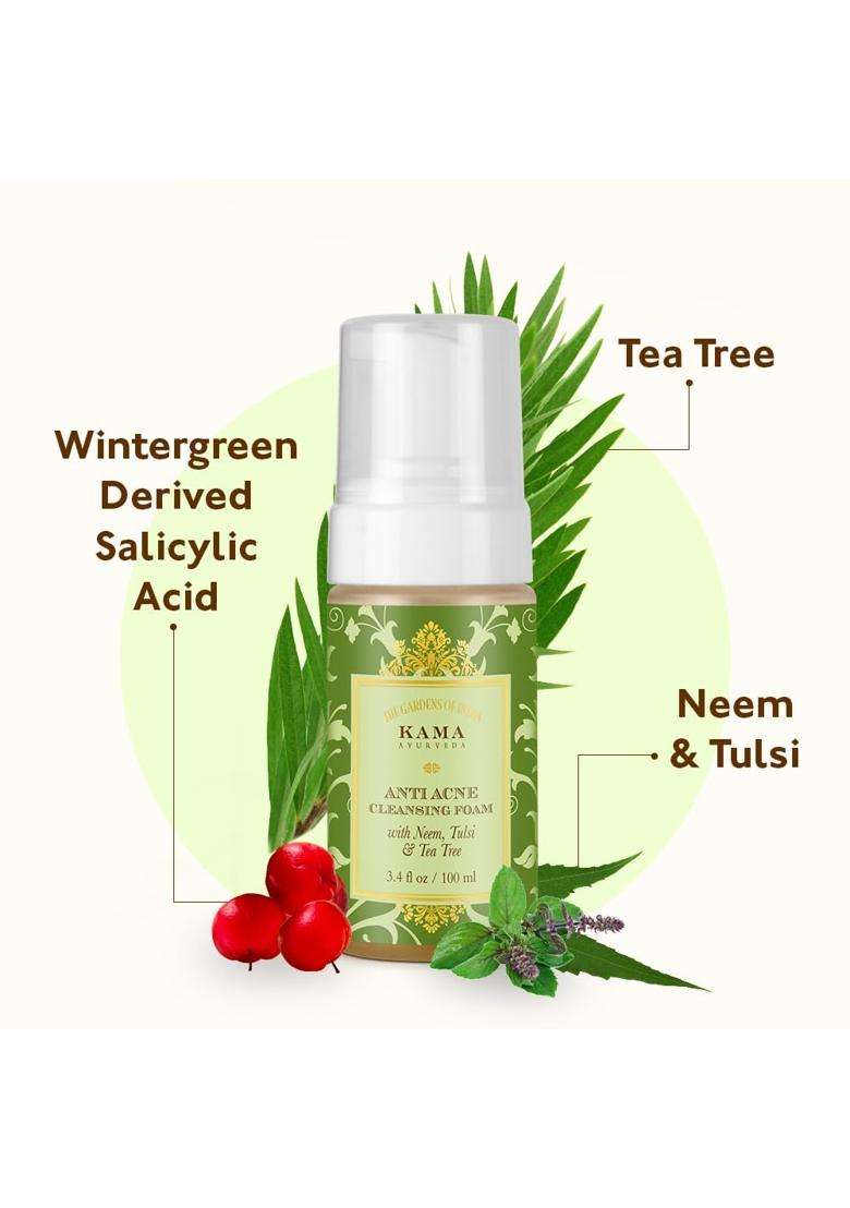 Kama Ayurveda Anti Acne Cleansing Foam 100 ml | Authentic Traditional Formula - Indya