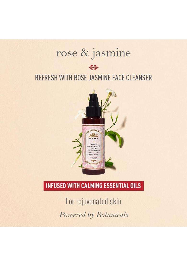 Kama Ayurveda Rose and Jasmine Face Cleanser with the Pure Essential Oils of Rose and Jasmine 50 ml | Authentic Traditional Formula - Indya