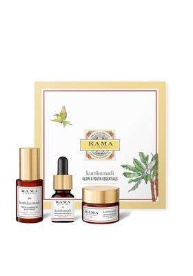 Kama Ayurveda Kumkumadi Glow Discovery Set / 3 piece Skincare Sample Set 33 ml | Authentic Traditional Formula