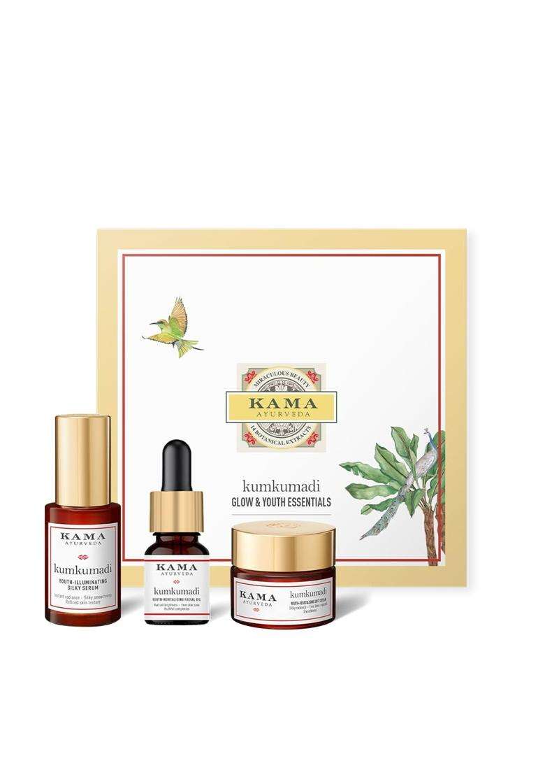 Kama Ayurveda Kumkumadi Glow Discovery Set / 3 piece Skincare Sample Set 33 ml | Authentic Traditional Formula - Indya