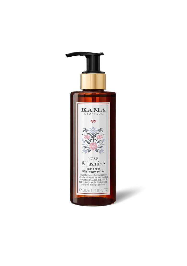 Kama Ayurveda Rose & Jasmine Lightweight & Hydrating, Hand and Body Lotion 200 ml | Authentic Traditional Formula - Indya