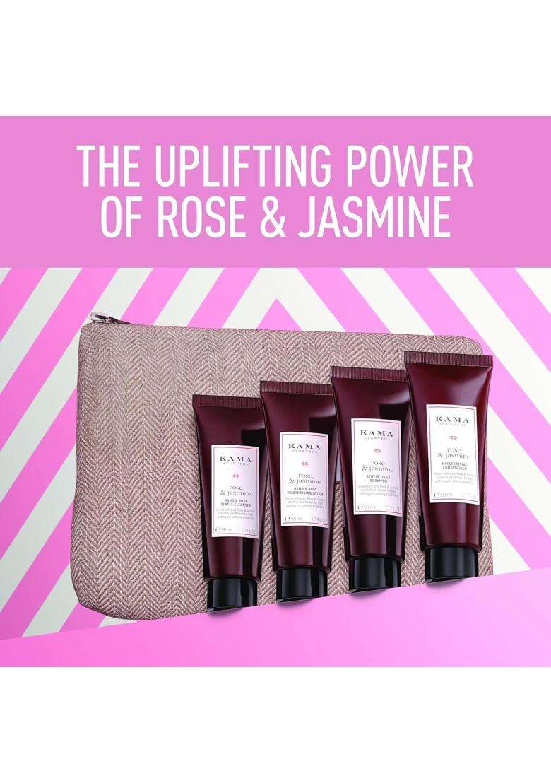 Kama Ayurveda Rose Jasmine Body & Hair Travel Size Essentials 200 ml | Authentic Traditional Formula - Indya