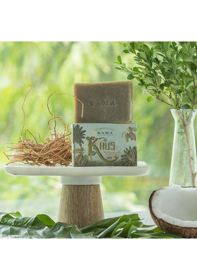 Kama Ayurveda Organic Khus Soap 100% Organic and Cold Pressed, 125g (Pack of 2) | Authentic Traditional Formula - Indya