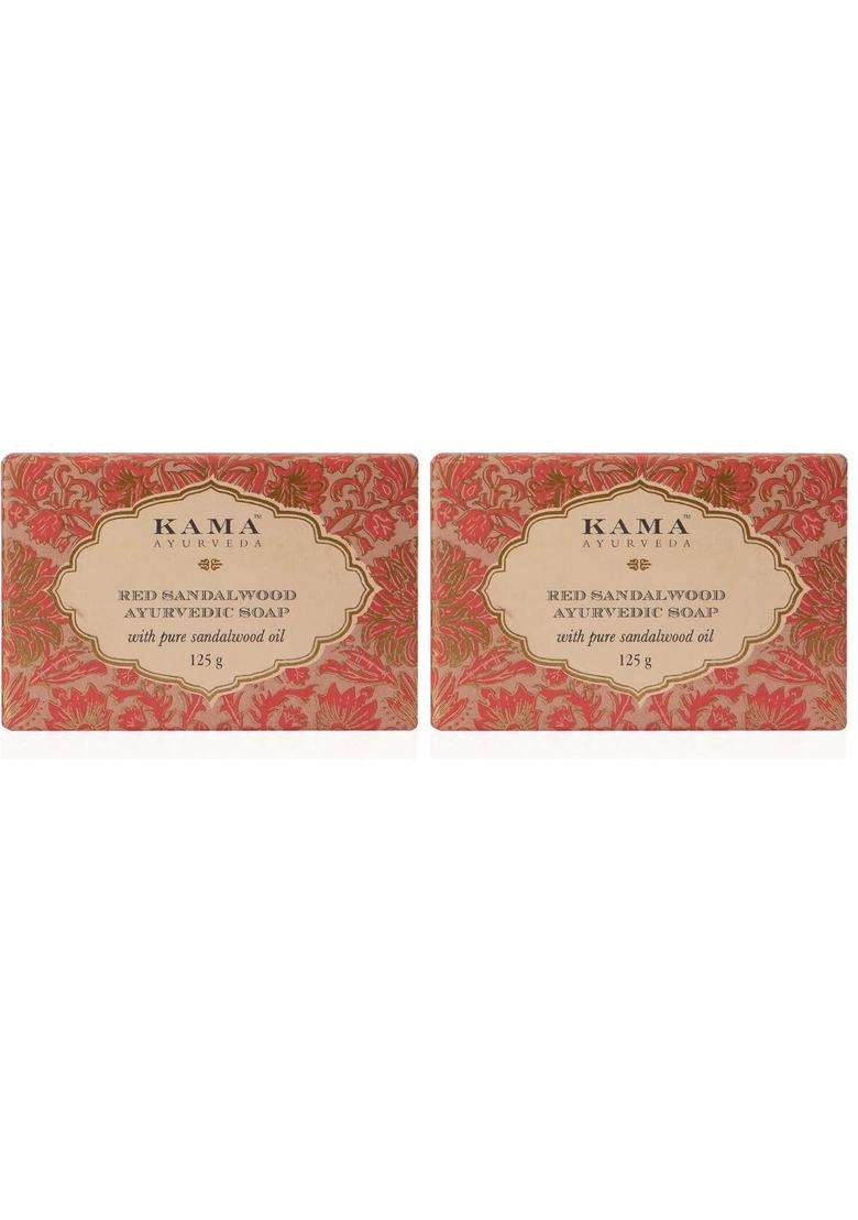 Kama Ayurveda Red Sandalwood Ayurvedic Soap with Pure Sandalwood Oil, 125g (Pack of 2) | Authentic Traditional Formula - Indya