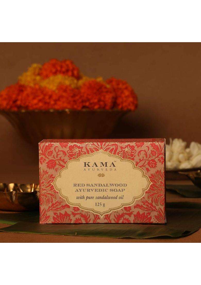 Kama Ayurveda Red Sandalwood Ayurvedic Soap with Pure Sandalwood Oil, 125g (Pack of 2) | Authentic Traditional Formula - Indya
