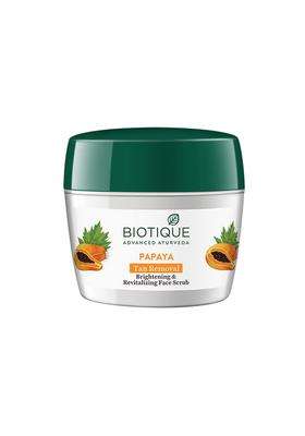 Biotique Papaya Tan Removal Brightening & Revitalizing Face Scrub 235g | Gentle Exfoliation | Smooth and Clear Complexation | 100% Botanical Extracts
