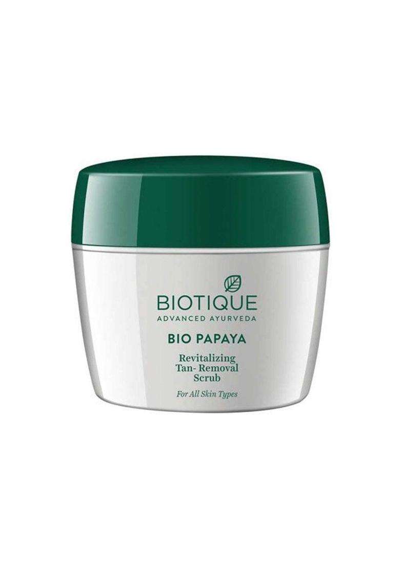 Biotique Papaya Tan Removal Brightening & Revitalizing Face Scrub 235g | Gentle Exfoliation | Smooth and Clear Complexation | 100% Botanical Extracts - Indya