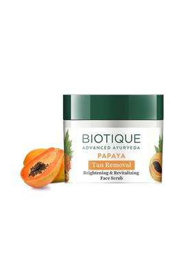 Biotique Papaya Tan Removal Brightening & Revitalizing Face Scrub 75g | Gentle Exfoliation | Smooth and Clear Complexation | 100% Botanical Extracts