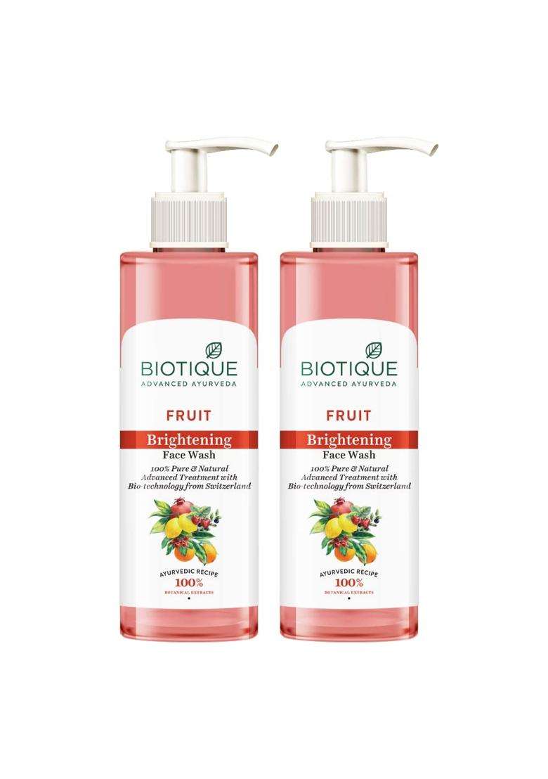 Biotique Fruit Brightening Face Wash 200 ml*2 | Authentic Traditional Formula | Ayurvedic and Organically Pure | Advanced Swiss Technology - Indya