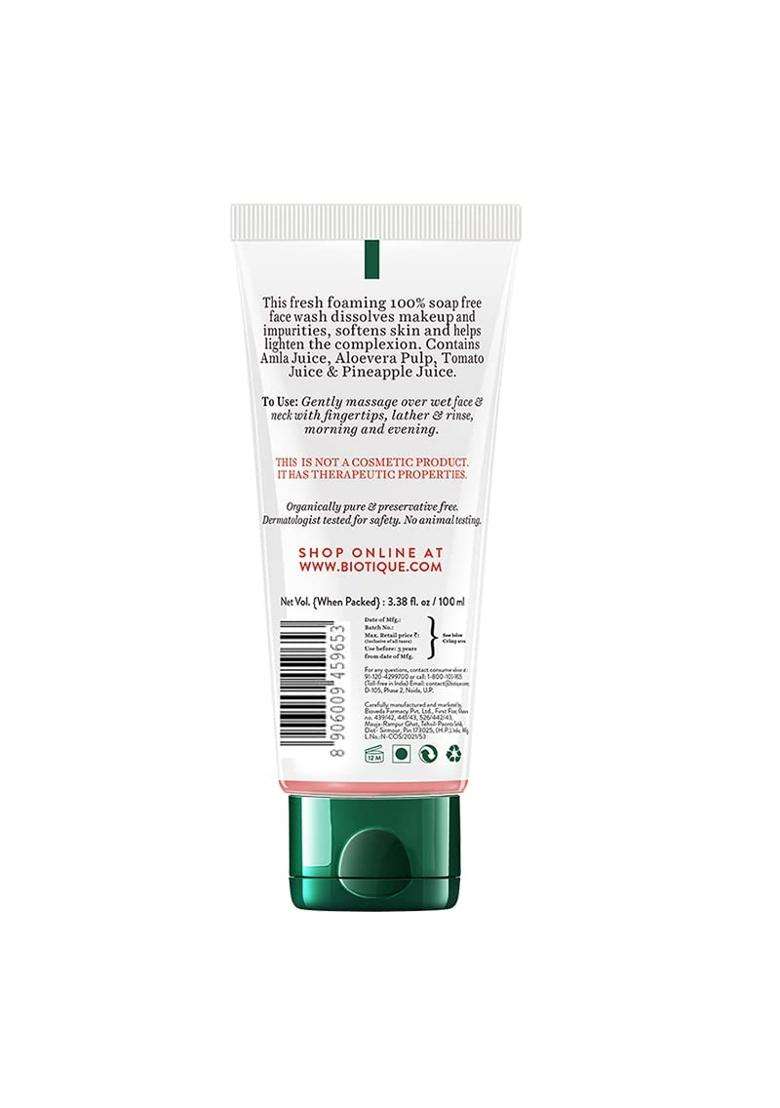 Biotique Fruit Brightening Face Wash 100 ml | Authentic Traditional Formula | Ayurvedic and Organically Pure | Advanced Swiss Technology - Indya