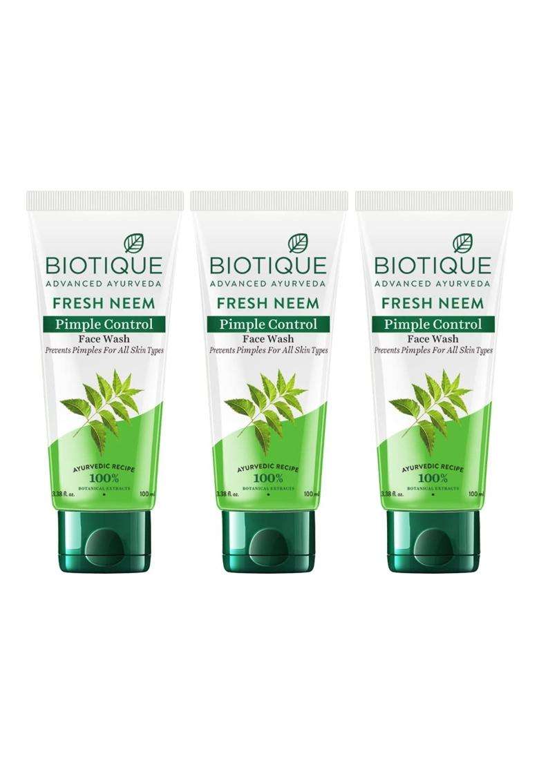 Biotique Fresh Neem Pimple Control Face Wash 100 ml*3 - Indya