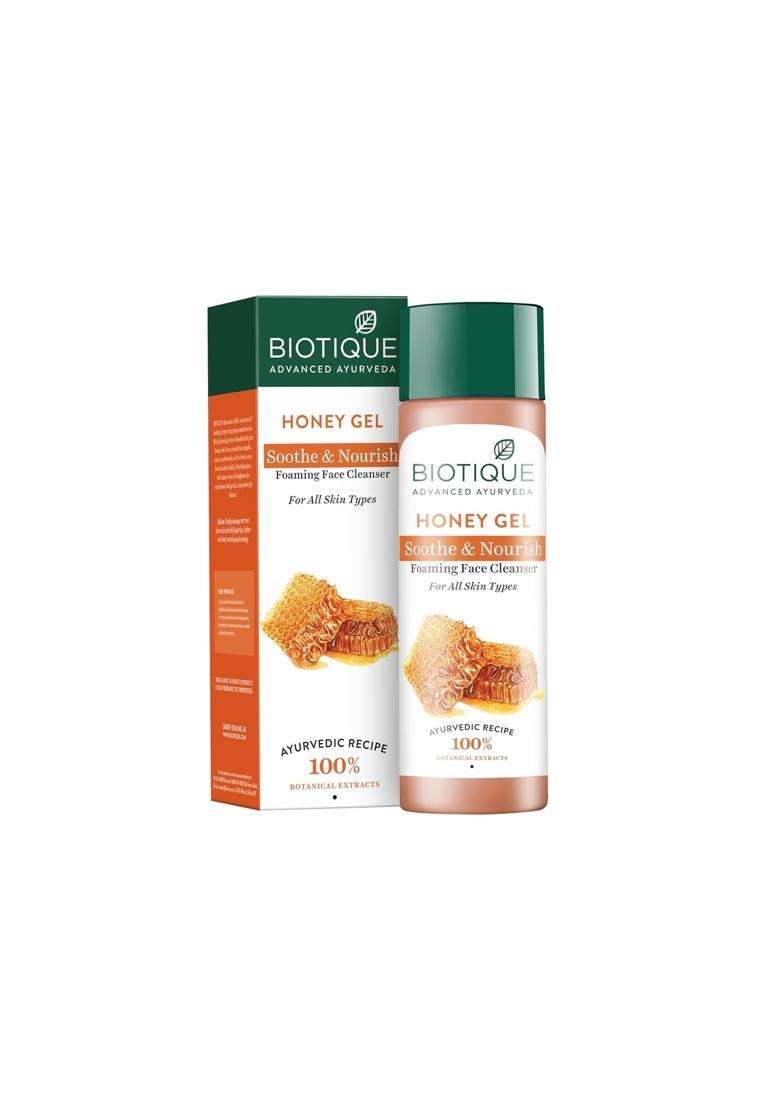 Biotique Honey Gel Soothe & Nourish Foaming Face Cleanser 120 ml | Gentle Cleansing Formula Enriched with Natural Honey & Botanical Extracts - Indya