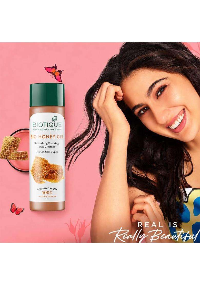 Biotique Honey Gel Soothe & Nourish Foaming Face Cleanser 120 ml | Gentle Cleansing Formula Enriched with Natural Honey & Botanical Extracts - Indya