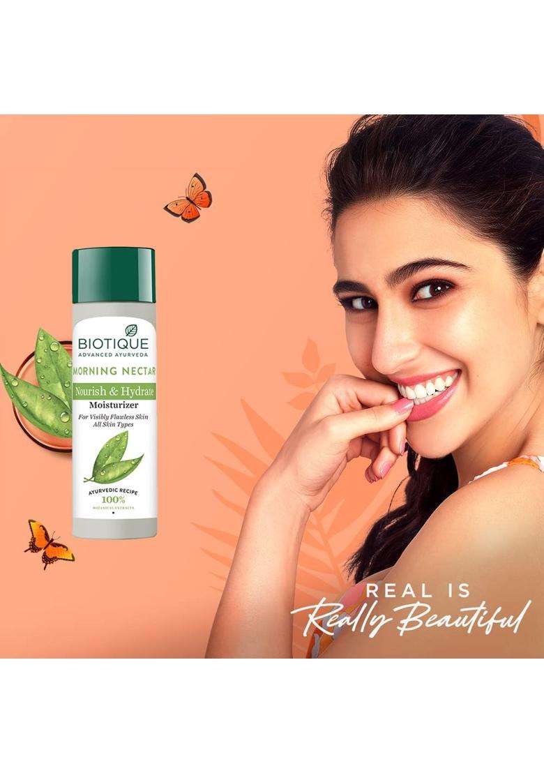 Biotique Morning Nectar Flawless Skin Moisturizer Cream L Prevents Dark Spots, Blackheads And Blemishes L Visibly Flawless Skin L Nourishes And - Indya