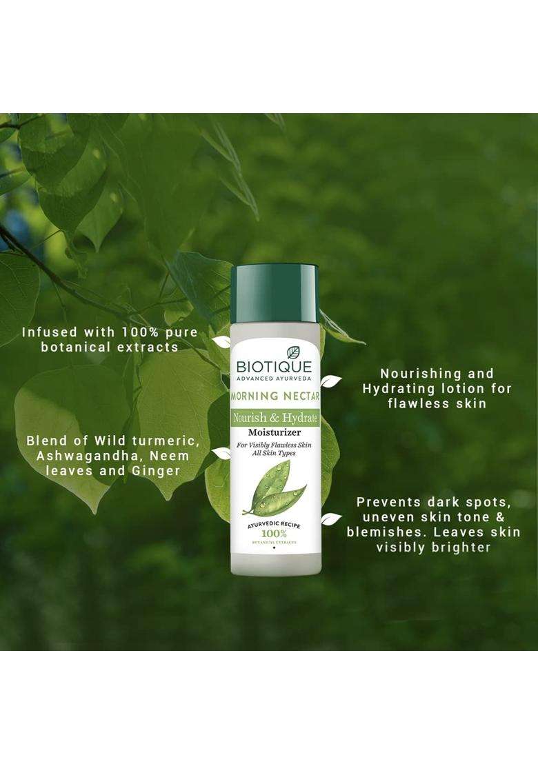 Biotique Morning Nectar Flawless Skin Moisturizer Cream L Prevents Dark Spots, Blackheads And Blemishes L Visibly Flawless Skin L Nourishes And - Indya