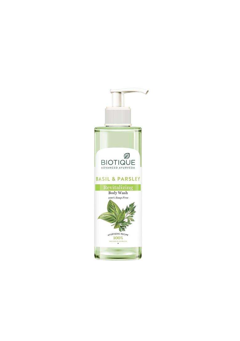 Biotique Basil & Parsley Revitalizing Body Wash 200 ml | Soften Skin | Provides Natural Brightness | Deeply Cleanses | 100% Botanical Extracts - Indya
