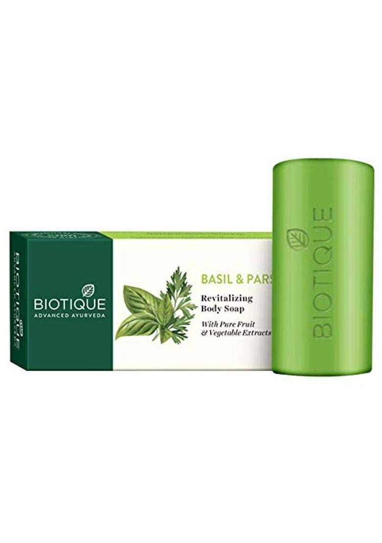 Biotique Basil & Parsley Revitalizing Bathing Bar 150 g (Pack of 2) | Authentic Traditional Formula | Ayurvedic and Organically Pure - Indya
