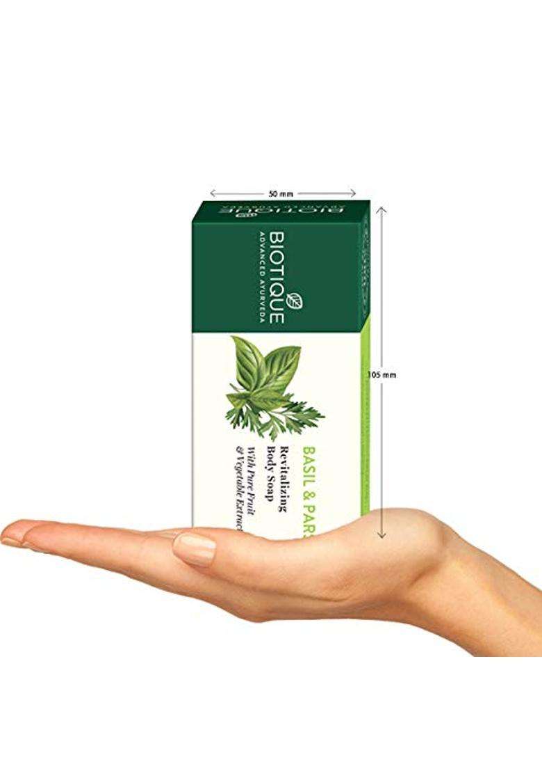 Biotique Basil & Parsley Revitalizing Bathing Bar 150 g (Pack of 2) | Authentic Traditional Formula | Ayurvedic and Organically Pure - Indya