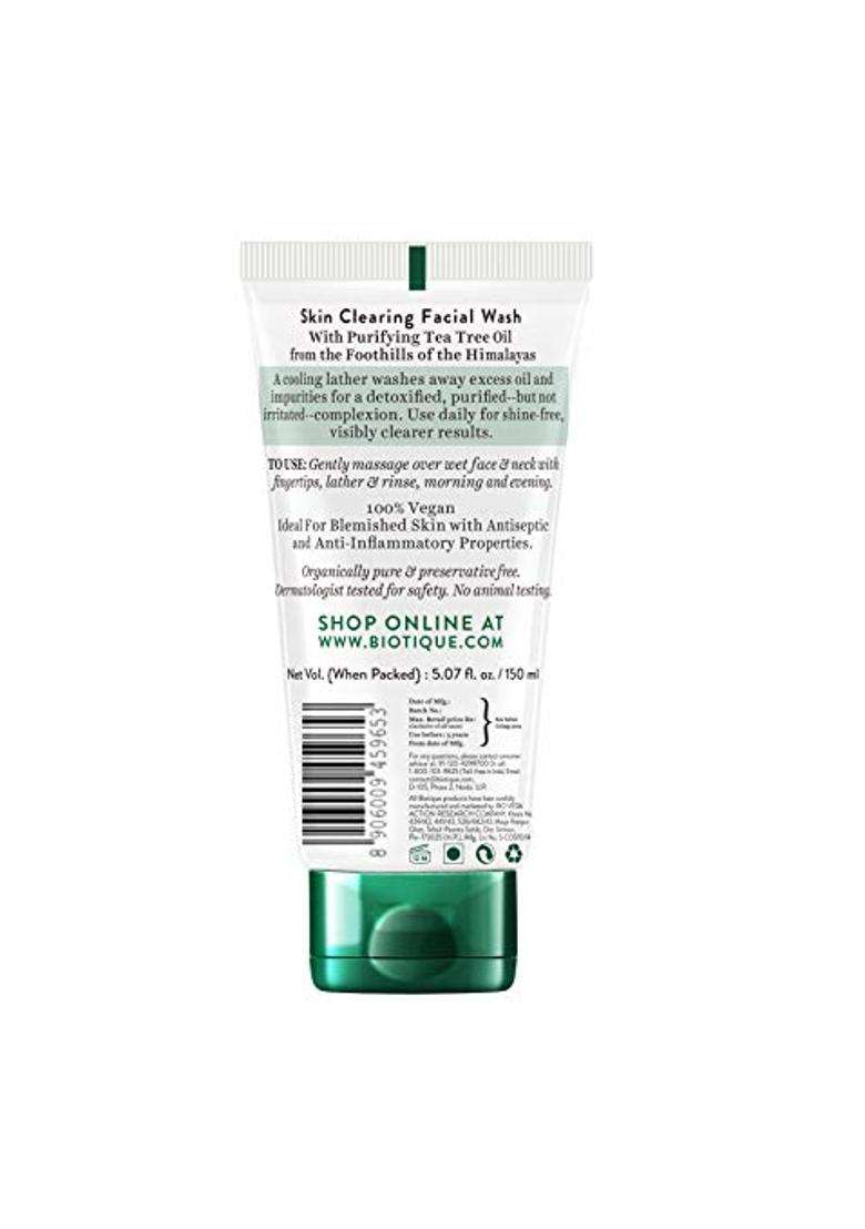 Biotique Tea Tree Skin Clearing Face Wash 150 ml | Acne & Pimple Treatment Face Wash | Helps Control Oil, Reduce Blemishes & Prevent Breakouts - Indya