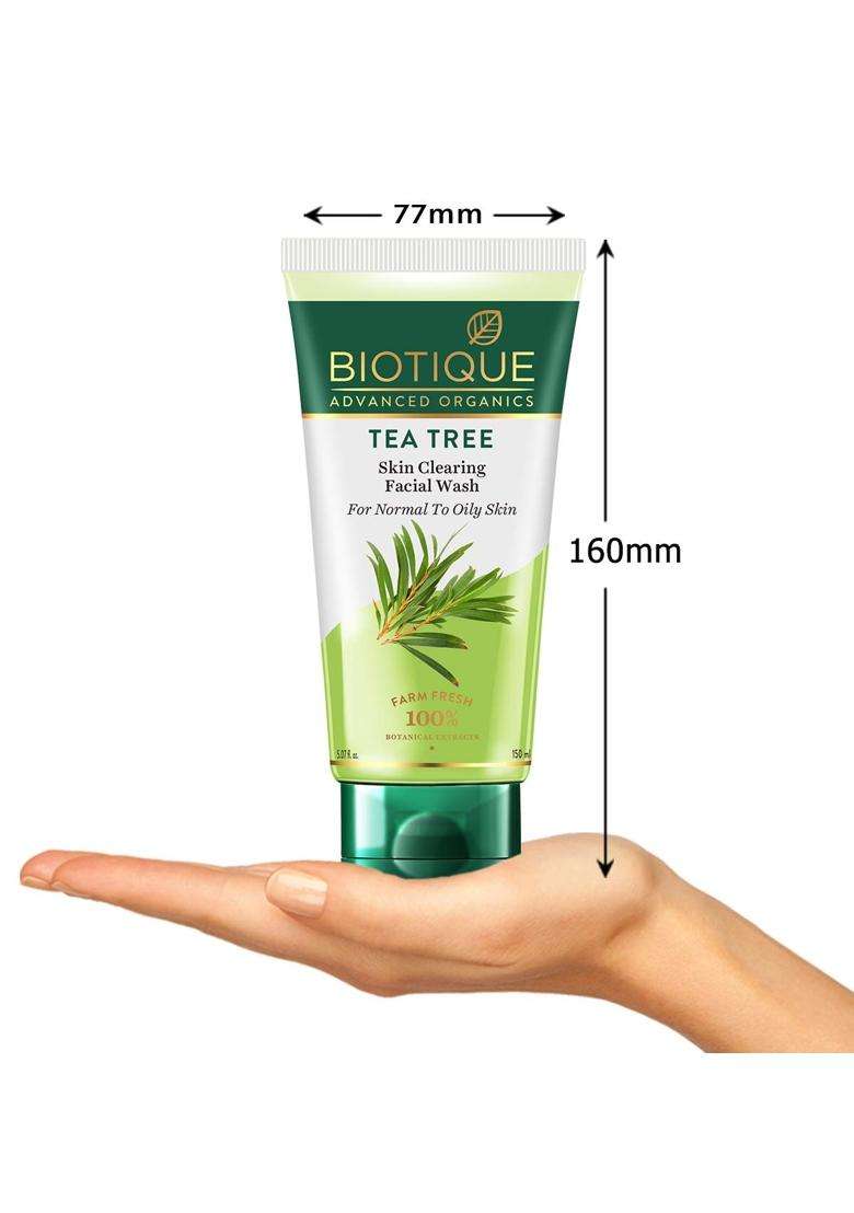 Biotique Tea Tree Skin Clearing Face Wash 150 ml | Acne & Pimple Treatment Face Wash | Helps Control Oil, Reduce Blemishes & Prevent Breakouts - Indya