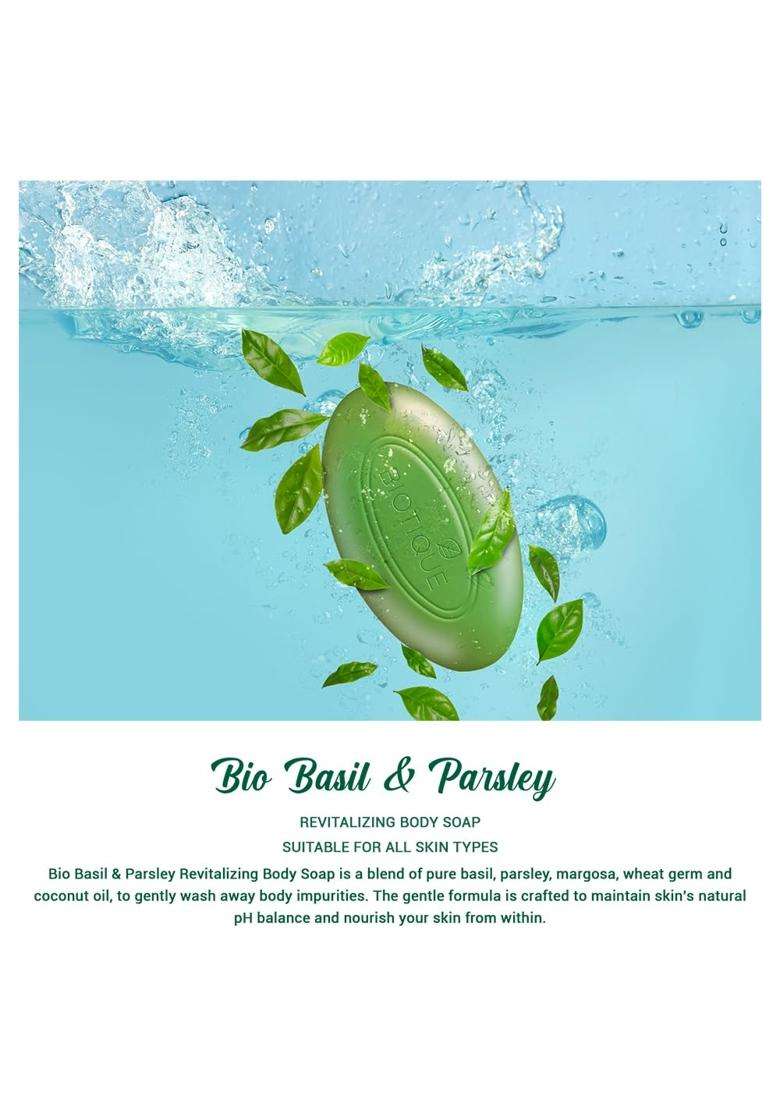 Biotique Basil & Parsley revitalizing Bathing Bar 150g x 3 - Indya