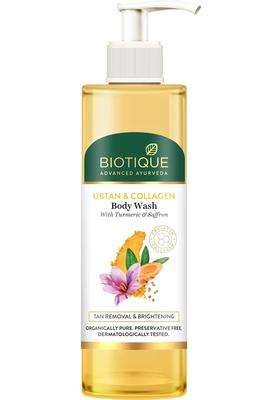 Biotique Ubtan & Collagen Body Wash with Goodness of Turmeric & Saffron for Unclogging Pores 200 ml | Fresh and Radiant Skin | For Men & Women