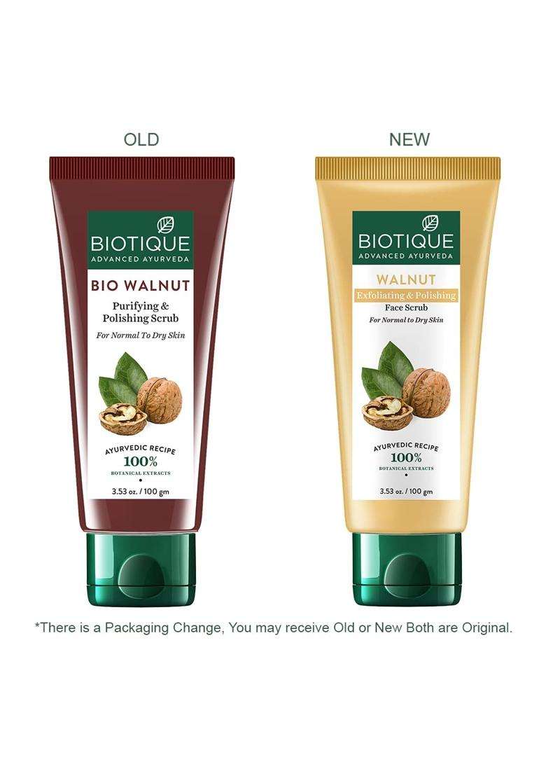 Biotique Walnut Exfoliating & Polishing Face Scrub For Normal to Dry Skin, 100 g - Indya