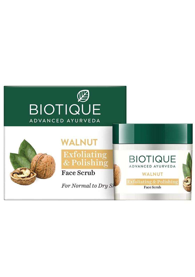 Biotique Walnut Exfoliating & Polishing Face Scrub For Normal to Dry Skin, 50g - Indya