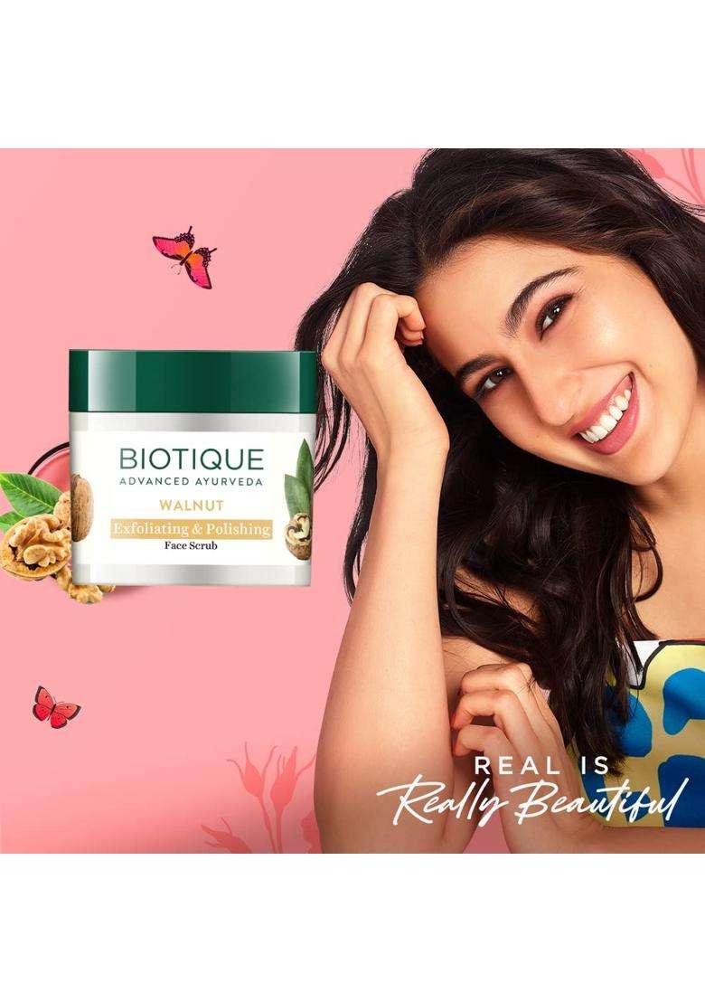 Biotique Walnut Exfoliating & Polishing Face Scrub For Normal to Dry Skin, 50g - Indya