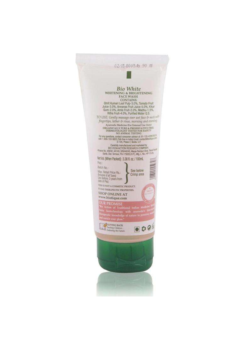 Biotique Advanced Fairness Face Wash Bio White, 100 ml Tube - Indya