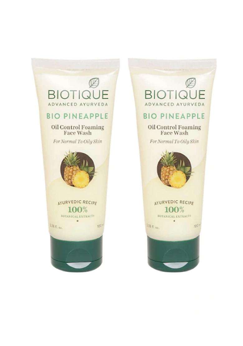 Biotique Unisex Advanced Ayurveda Pineapple Oil Control Face Wash (100 ml each) (Pack of 2) | Authentic Traditional Formula - Indya