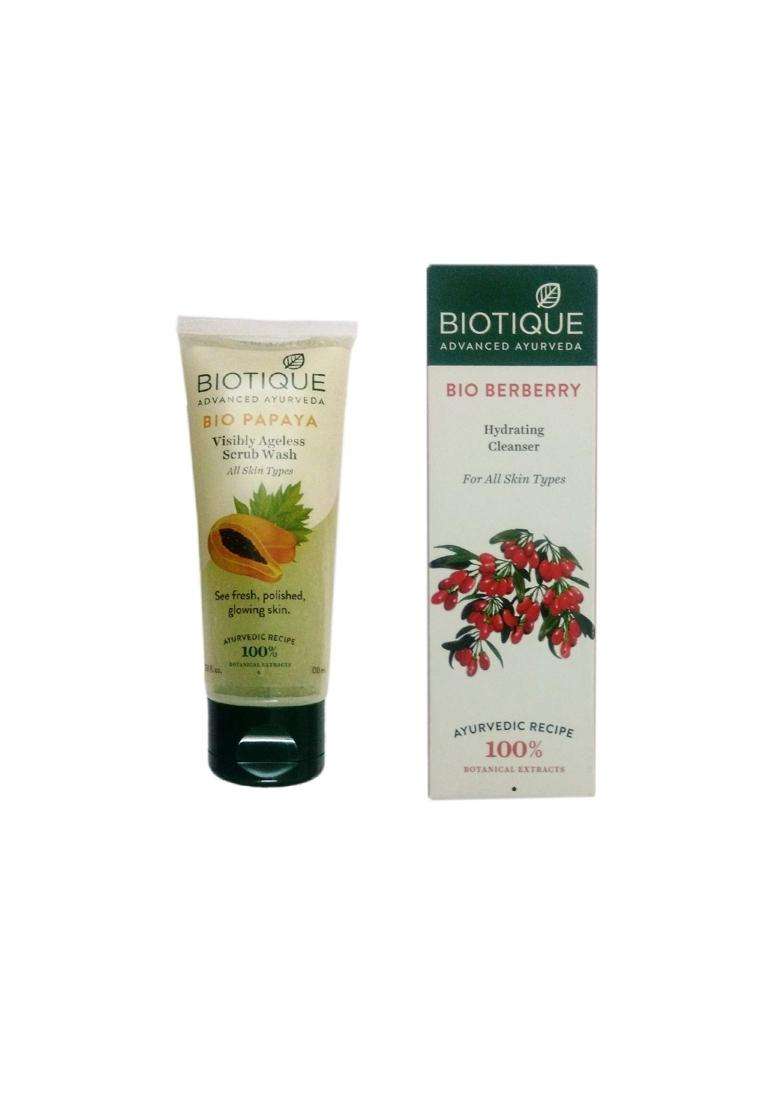 Biotique BIO White Advanced Fairness Face Wash 100 ml +Biotique BIO Berberry Hydrating Cleanser 120 ml - Indya